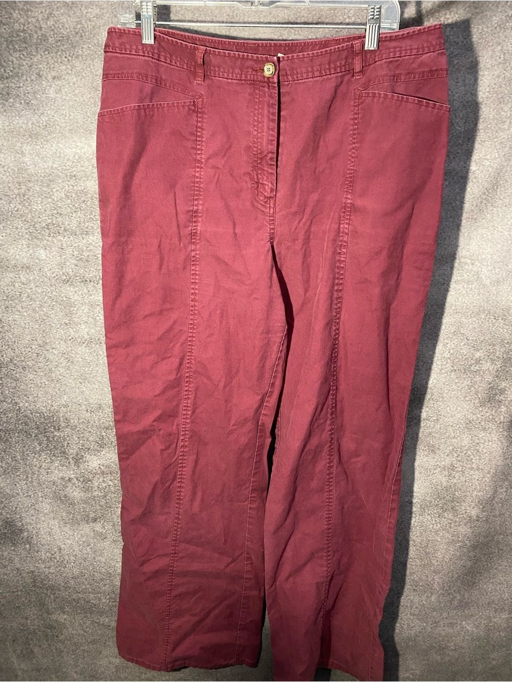 LL Bean Womens Pants Size 16 Medium Tall Maroon Burgundy Straight Leg Chino